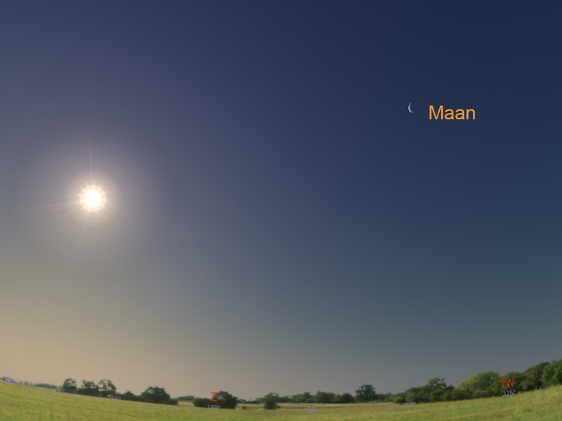 Maan rechts van de zon