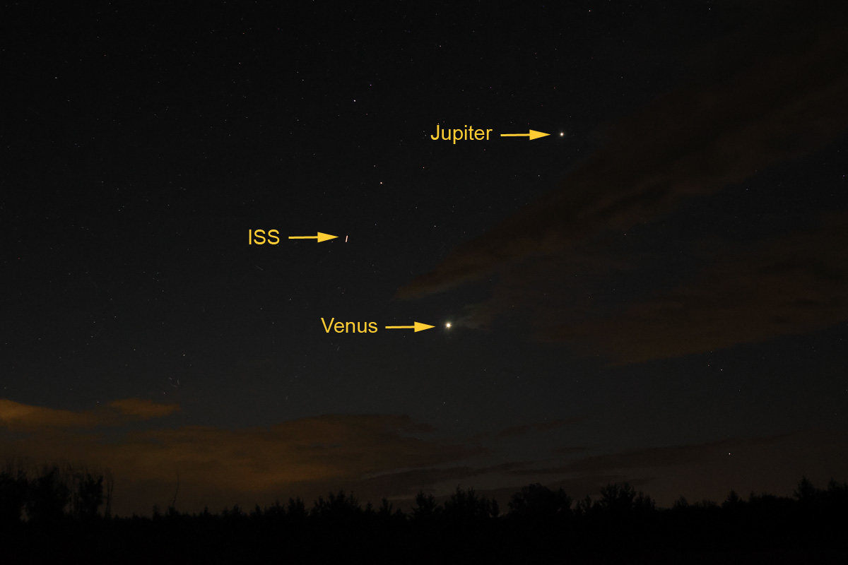 Jupiter Venus en ruimtestation ISS vloog er toevallig ook